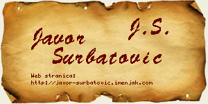 Javor Šurbatović vizit kartica